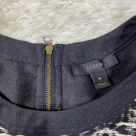 J. Crew Blurred Ikat Print Black White 3/4 Sleeve Blouse Top Wool Blend Size 6 - Picture 5 of 15